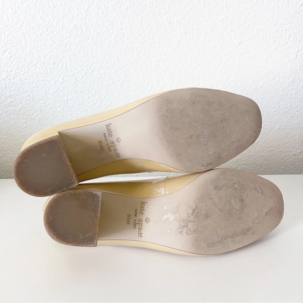 Kate Spade Dijon Nude Patent Leather Pumps with Bow 8.5